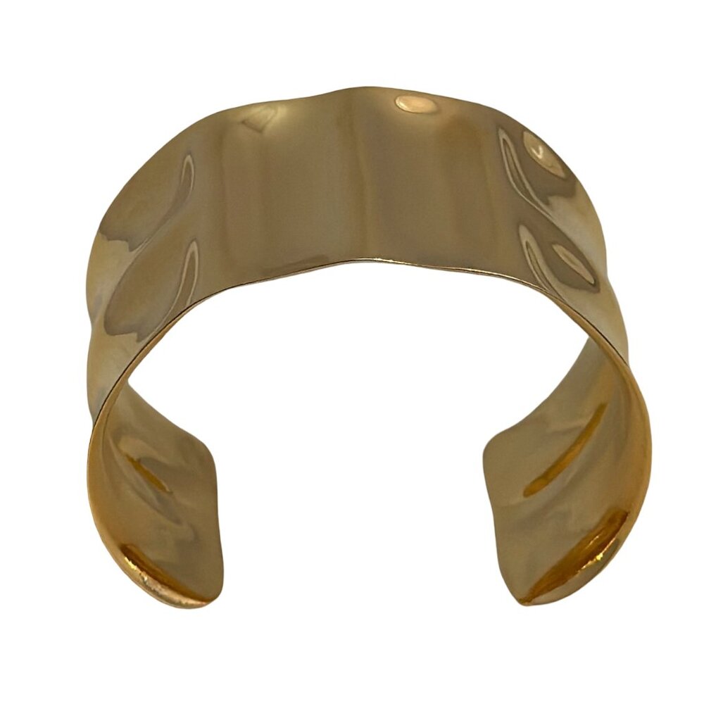 Gold Hammered Cuff Bracelet - Picture 4 of 6